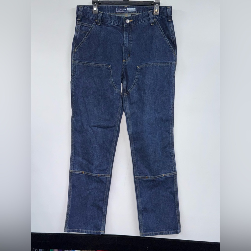 Carhartt Jeans Mens 34x32 Blue Dark Wash Double Knee  Workwear